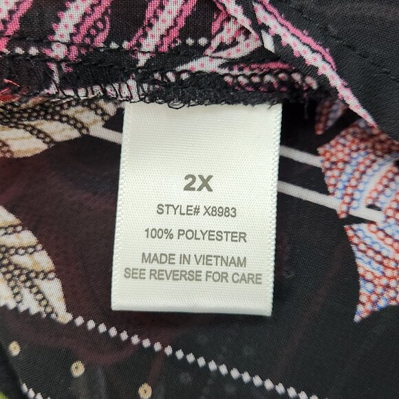 R & B Sheer Floral Kimono Top Womens 2X Black Plus Duster Open Front Boho PP03X - Picture 5 of 7